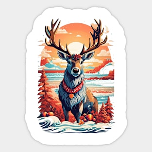 Colorful Christmas Reindeer Sticker